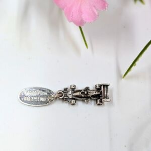 Race Car Vintage 925 Sterling Silver Signed Indianapolis Motor Pendant